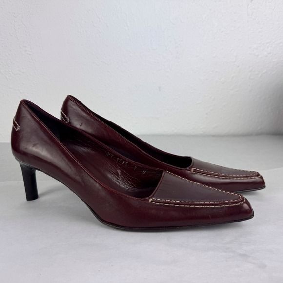 Ralph Lauren Collection Shoes - Ralph Lauren Collection Burgundy Leather Loafer Pumps Made in Italy WT 1365 7B